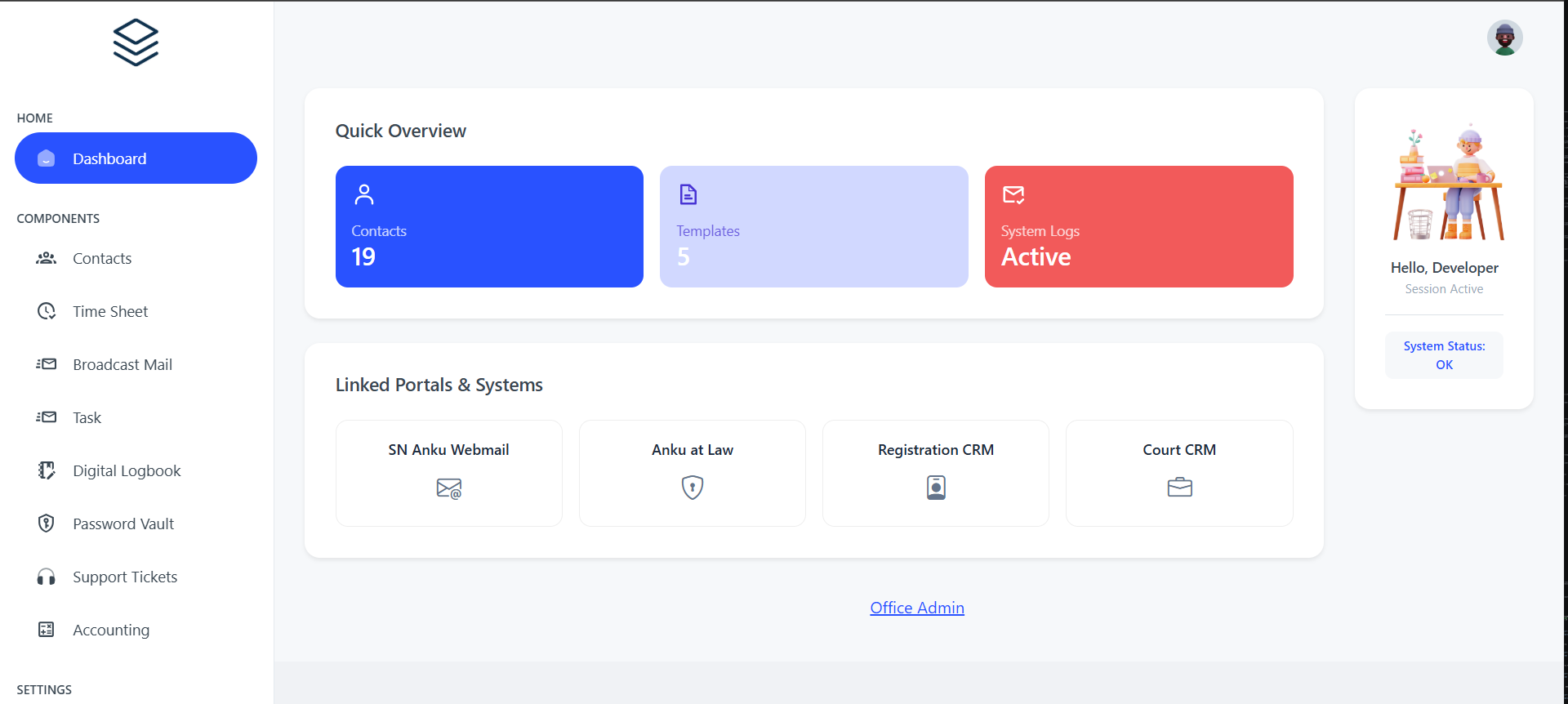 OfficeAdmin Dashboard Interface